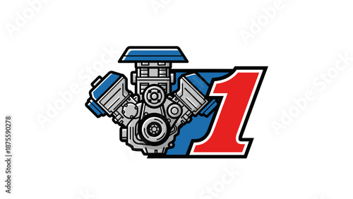 Racing Engine with Number 1 - Automotive Performance and Victory.
