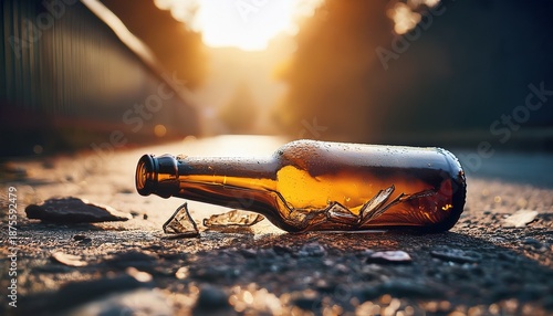 Close Up Of A Discarded Beer Bottle Symbolizing The Destructive Nature Of Alcoholism Empty Broken And Lying On A Gritty Surface Broken Rehabilitation