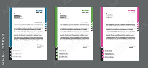 Professional Letterhead Design Template with Colorful Accent Bars and Customizable Fields for Corporate Correspondence