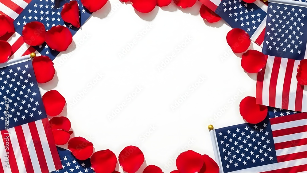 Obraz premium Valentine's day gift arrangement american flag background