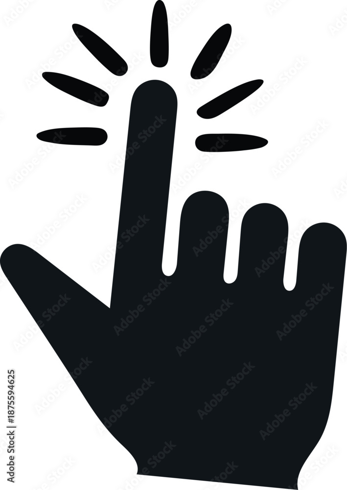 Fototapeta premium Clicking Finger Silhouette Vector Icon on White Background