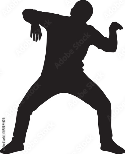 Silhouette of a martial artist in stance
