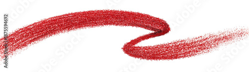 A winding, textured, and slightly translucent red scribble, appearing to float against a black backdrop