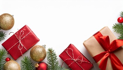 Festive Christmas Gift Border Isolated On Transparent Background