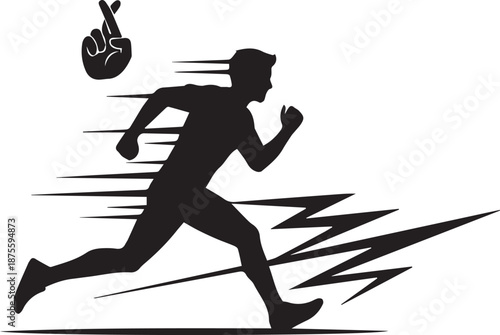 Runner making peace sign