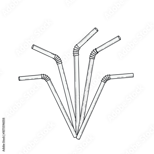 Five bent drinking straws fanned out in a V shape bent straws flexible straws