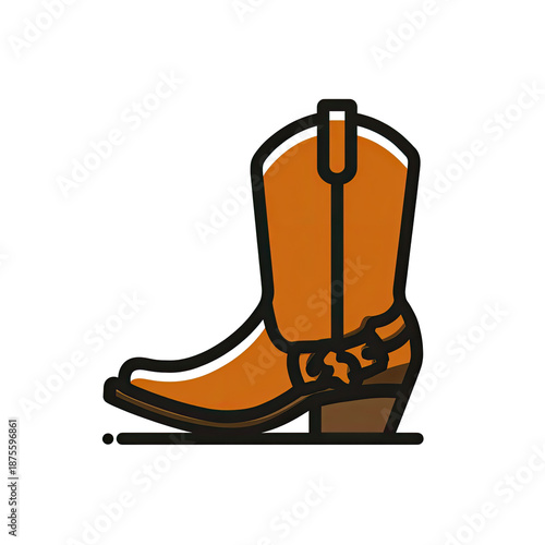 Stylized side-view illustration of a single western-style boot on a solid black background