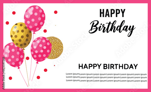 Bundle of four happy birthday horizontal card templates with party hats candles balloons and colorful confetti for children and adult celebration events.