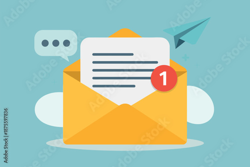 New email message notification envelope alert vector