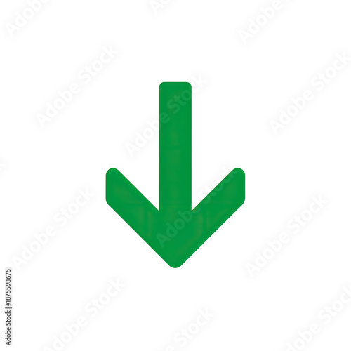 A vibrant, green-colored arrow pointing downwards against a stark, black background
