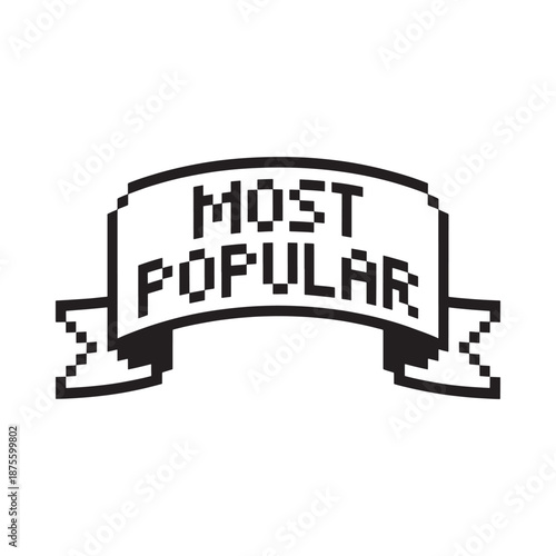 a black and white pixel art banner with the text most popular