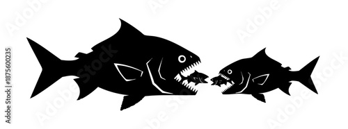 Big Fish Eating Small Fish Business Competition Concept Vector