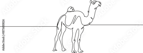 camel one Continuous Line art Vector illustration,1