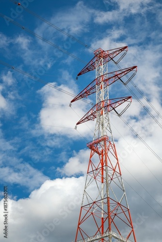 High-voltage transmission tower near Bonneville Dam in Oregon, carrying hydroelectric power across the Pacific Northwest grid.