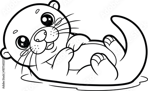 Playful otter enjoying a relaxing moment on a rock