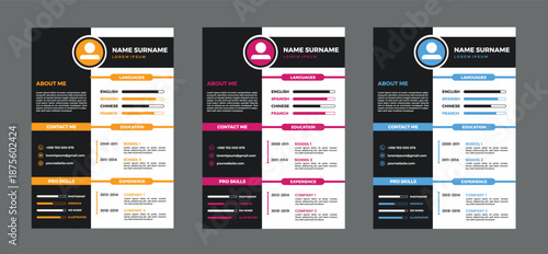 Professional Resume Templates with Colorful Accents and Clean Layouts