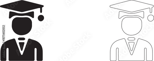 Person who has graduated from an educational institution. Vector icon of a graduate.