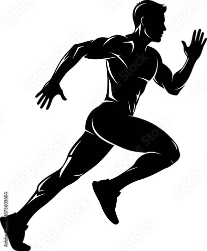 Dynamic silhouette of an athlete in motion