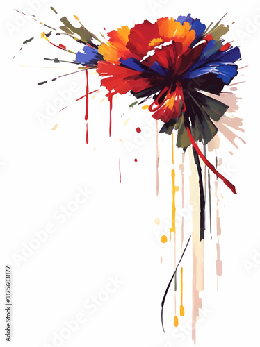 bow tie with color drops decorative corner ornament vector illustration