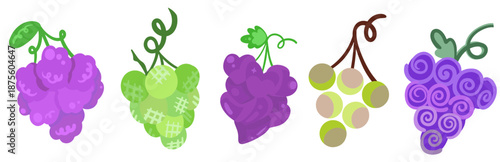 Flat Grape Fruit Illustration with Colorful Decorative Style