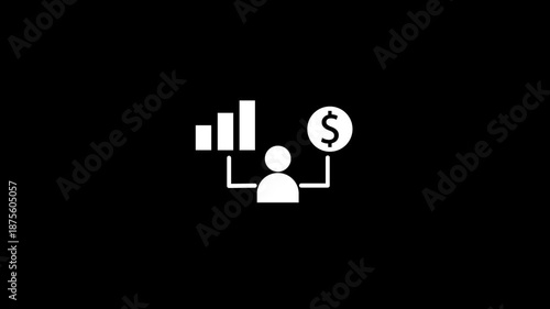 Personal finance money chart loop animation .4k video  