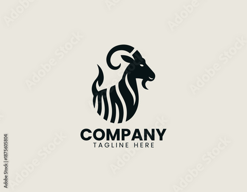 Grilled goat meat illustrated as bold black vector logo design