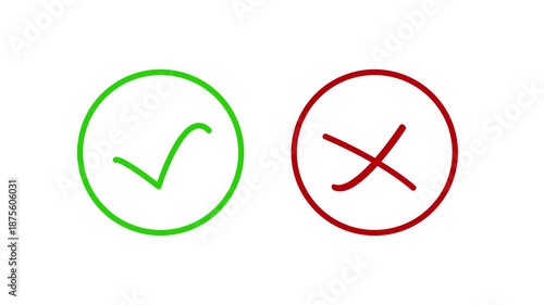 Right and Wrong choice mark icon loop animation .