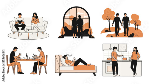 Illustration of People in Various Daily Activities.