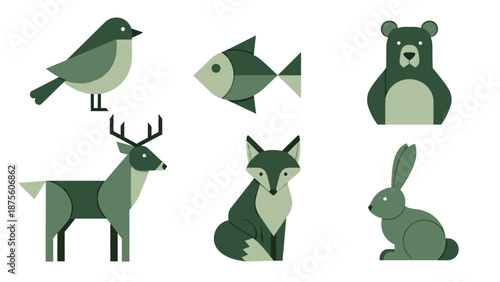 Collection of Various Cartoon Forest Animals.