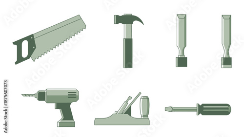 Assorted Hand Tools for Carpentry Work.