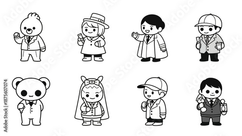 Cartoon Characters in Various Occupations.
