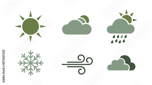 Weather Icons Representing Various Conditions.