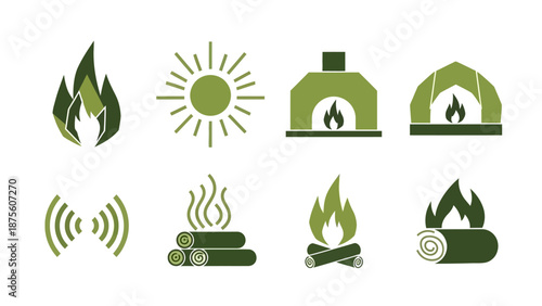 Fire and Flame Icons Set Illustration.
