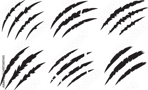 Scratch claw mark tiger bear paw icon. Animal lion slash claw vector wild monster shape design.