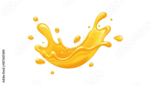 Dynamic golden liquid splash with flowing drops, capturing a vibrant burst of refreshing flavor and energetic movement, ideal for creative design projects