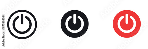 Power Button icon set featuring ON and OFF energy symbols in flat and line styles