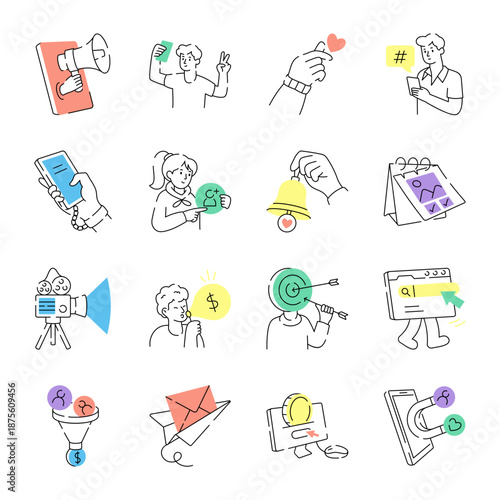 Collection of Hand Drawn Marketing Illustrations 

