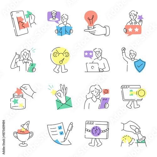 Pack of Hand Drawn Social Media and Marketing Illustrations 

