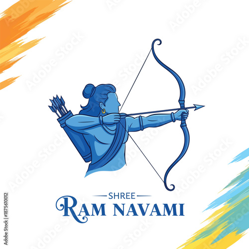 Hindu God Lord Rama digital art and icon