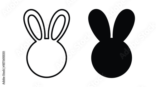 black and white bunny head illustrations with ears