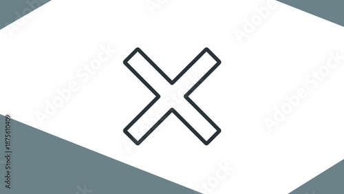 Black Cross Mark on White Background.