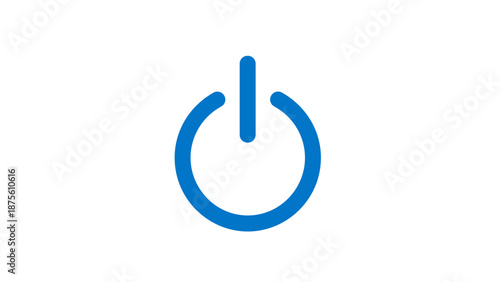Blue Power Button Icon on White.