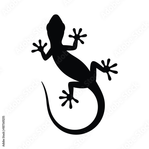 black silhouette of a lizard on a white background