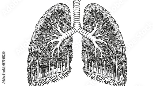 Detailed Illustration of Human Lungs Anatomy.