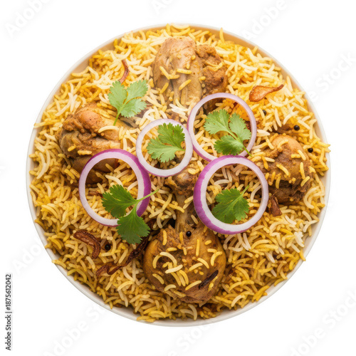 Delicious chicken biryani isolated on transparent background isolated on transparent background