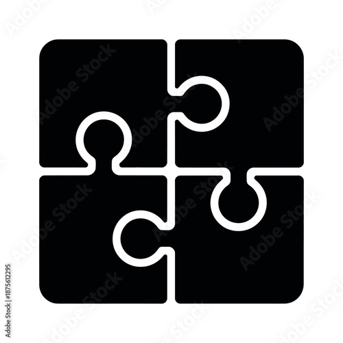 Puzzle Pieces vector icon featuring interlocking jigsaw elements for teamwork concepts