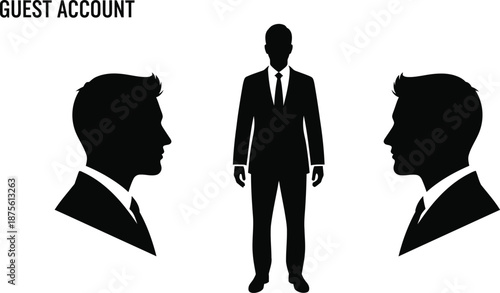 Silhouettes of three men in suits facing different directions representing diverse perspectives and decision making