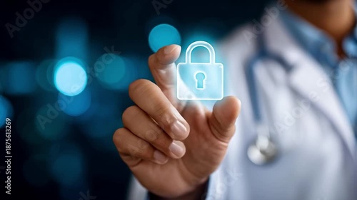 Healthcare Professional Securing Patient Data With Digital Lock Technology Generative AI