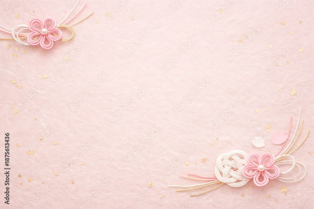 custom made wallpaper toronto digitalJapanese pink paper background with mizuhiki flower knots and gold leaf for spring celebration