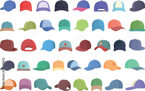 Assortment of Pixel Art Baseball Caps and Hats headwear